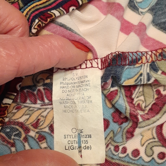 🔥Mixed Print Blouse, Lg. Pants  Navy Blue. OS - Picture 11 of 12